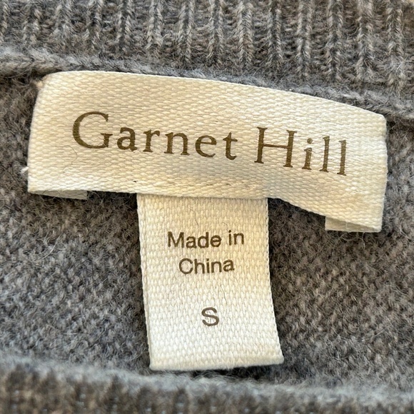 GARNET HILL GRAY WOMEN'S BOAT NECK 3/4 SLEEVE CASHMERE SWEATER SMALL S - Picture 6 of 8